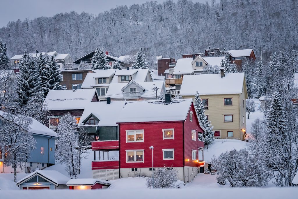 residential hillside houses in tromso